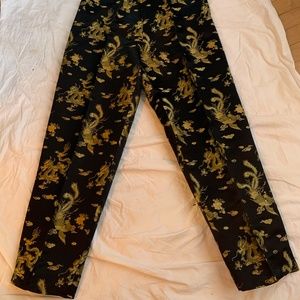 'Shanghai-Tang Style' Black Silk Embroidered Pants. Curvy Figure. Fun! 10. EUC.
